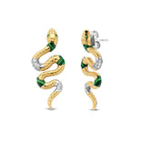 TI SENTO korvakorut, keltakullattua hopeaa, vihreä kivi ja kristallit 7827EM