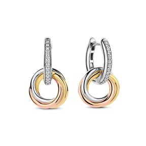 TI SENTO korvakorut, keltakullattua ja ruusukullattua hopeaa zirkoneilla, 7857ZT