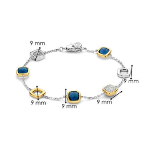 TI SENTO Bracelet, Yellow Gold-Plated Silver and Blue Zircons, 23080DB