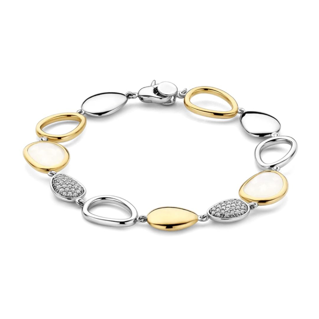 TI SENTO rannekoru, keltakullattua hopeaa, kristallit ja zirkonit, 23082MW