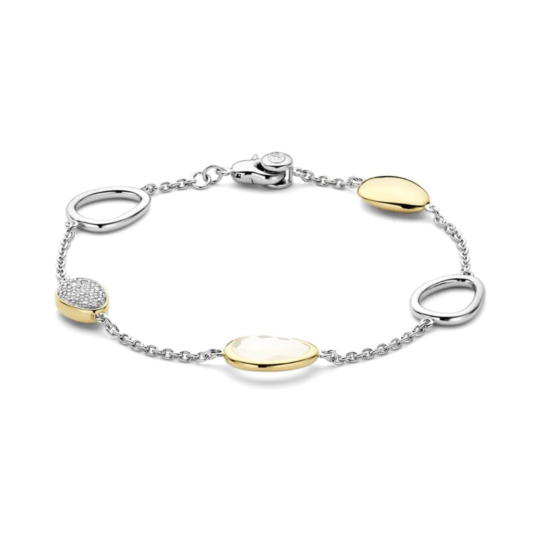 TI SENTO rannekoru, keltakullattua hopeaa, kristallit ja zirkonit, 23083MW