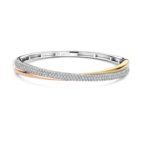 TI SENTO rannerengas, keltakullattua ja ruusukullattua hopeaa zirkoneilla, 23071ZT