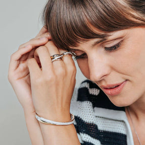 TI SENTO rannerengas, keltakullattua ja ruusukullattua hopeaa zirkoneilla, 23071ZT