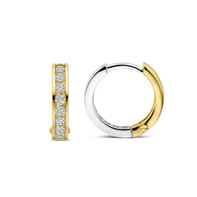 TI SENTO Hoop Earrings, Yellow Gold-Plated Silver and Zircons 7973ZY