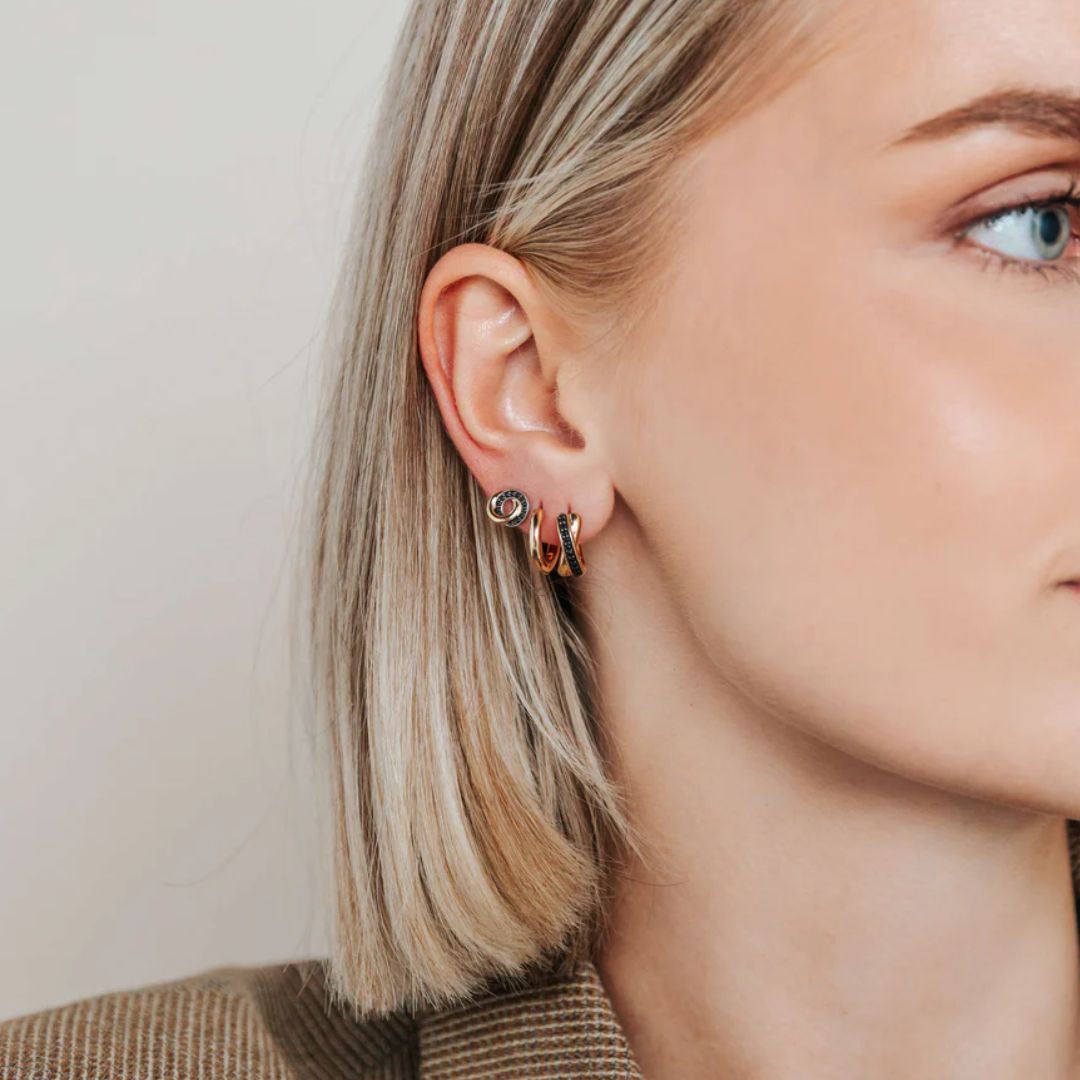 TI SENTO rengaskorvakorut, keltakullattua hopeaa ja zirkonit, 7667BY