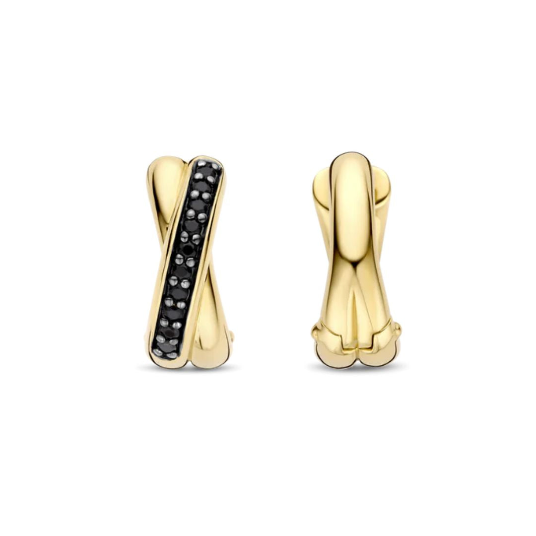 TI SENTO rengaskorvakorut, keltakullattua hopeaa ja zirkonit, 7667BY