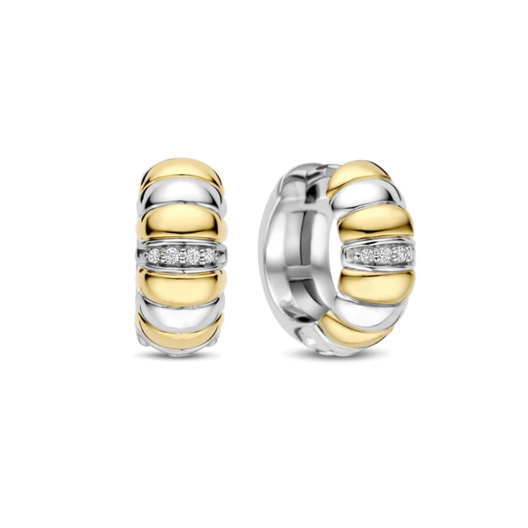 TI SENTO rengaskorvakorut, keltakullattua hopeaa ja zirkonit, 78024ZY