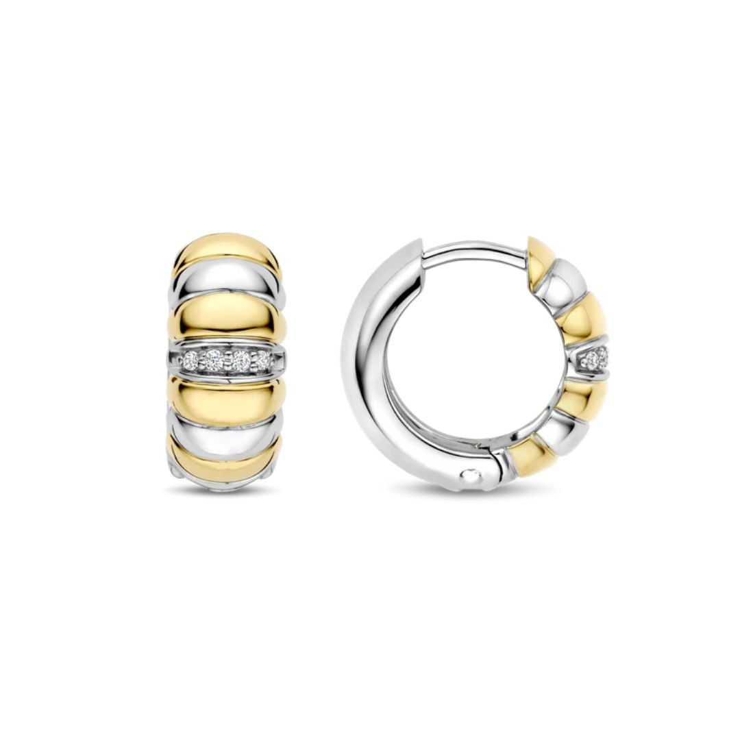 TI SENTO rengaskorvakorut, keltakullattua hopeaa ja zirkonit, 78024ZY