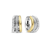 TI SENTO rengaskorvakorut, keltakullattua hopeaa ja zirkonit, 78025ZY