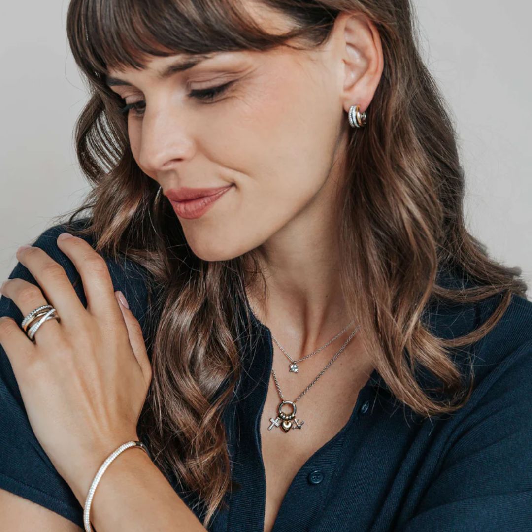 TI SENTO rengaskorvakorut, keltakullattua hopeaa ja zirkonit, 78025ZY