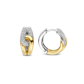 TI SENTO rengaskorvakorut, keltakullattua hopeaa ja zirkonit, 78033ZY