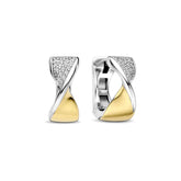 TI SENTO rengaskorvakorut, keltakullattua hopeaa ja zirkonit, 78036ZY
