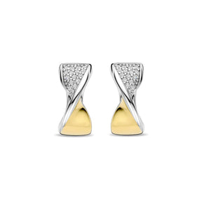 TI SENTO rengaskorvakorut, keltakullattua hopeaa ja zirkonit, 78036ZY