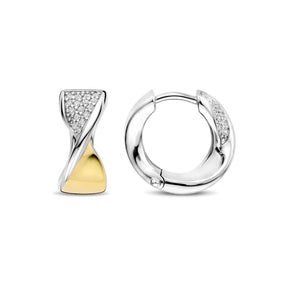 TI SENTO rengaskorvakorut, keltakullattua hopeaa ja zirkonit, 78036ZY