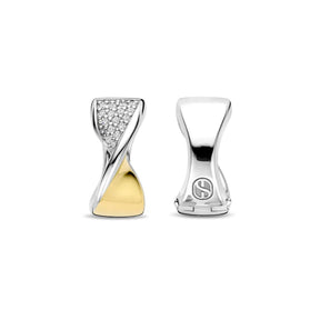 TI SENTO rengaskorvakorut, keltakullattua hopeaa ja zirkonit, 78036ZY