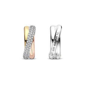 TI SENTO rengaskorvakorut, keltakullattua ja ruusukullattua hopeaa zirkoneilla, 78012ZT