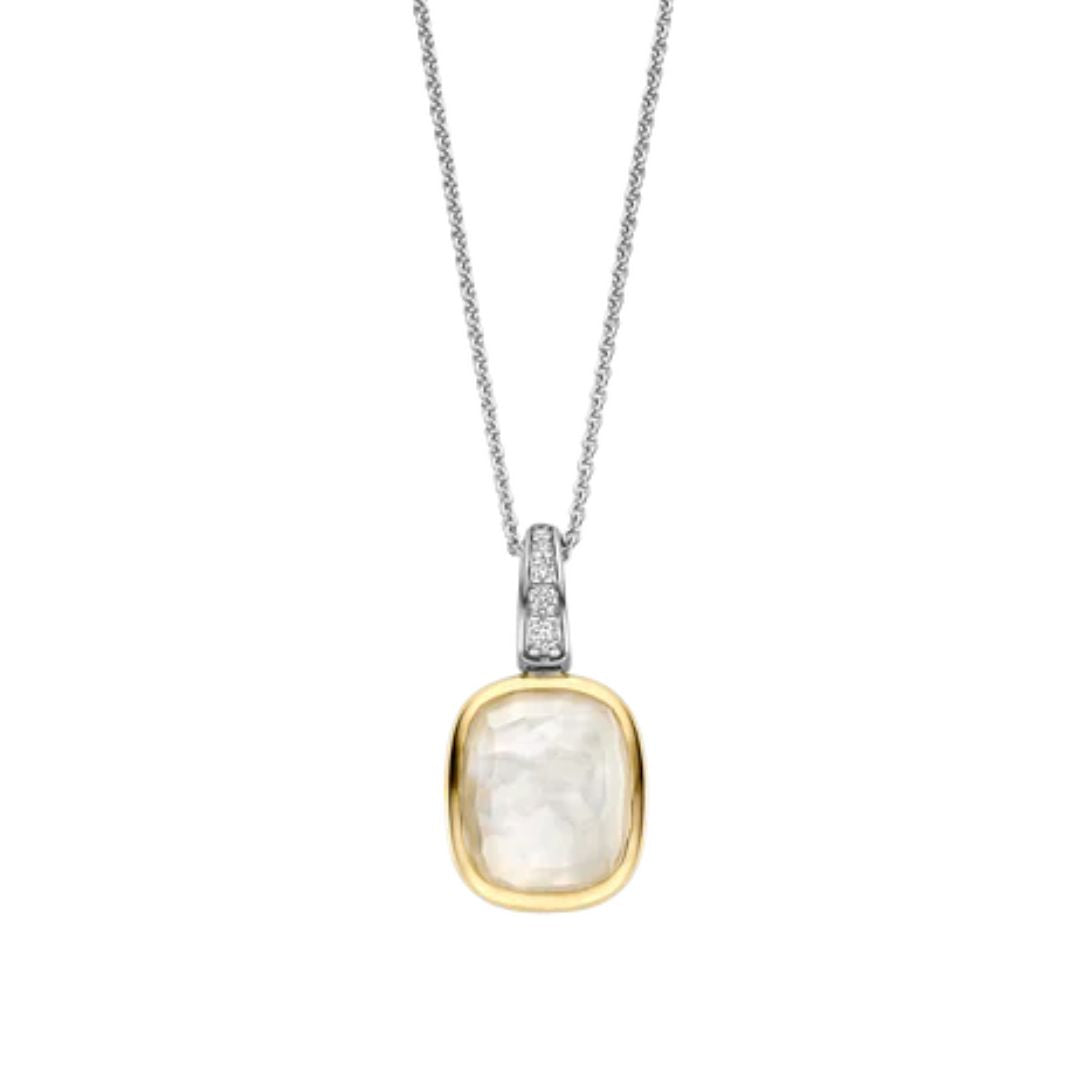 TI SENTO riipus, keltakullattua hopeaa, helmiäistä ja zirkonit, 6852MW