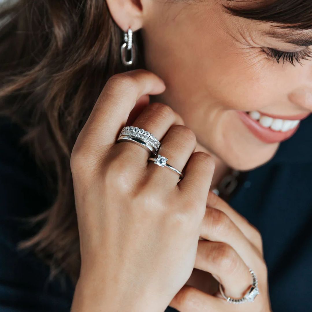 TI SENTO sormus, hopeaa ja zirkoneilla, 12367ZI