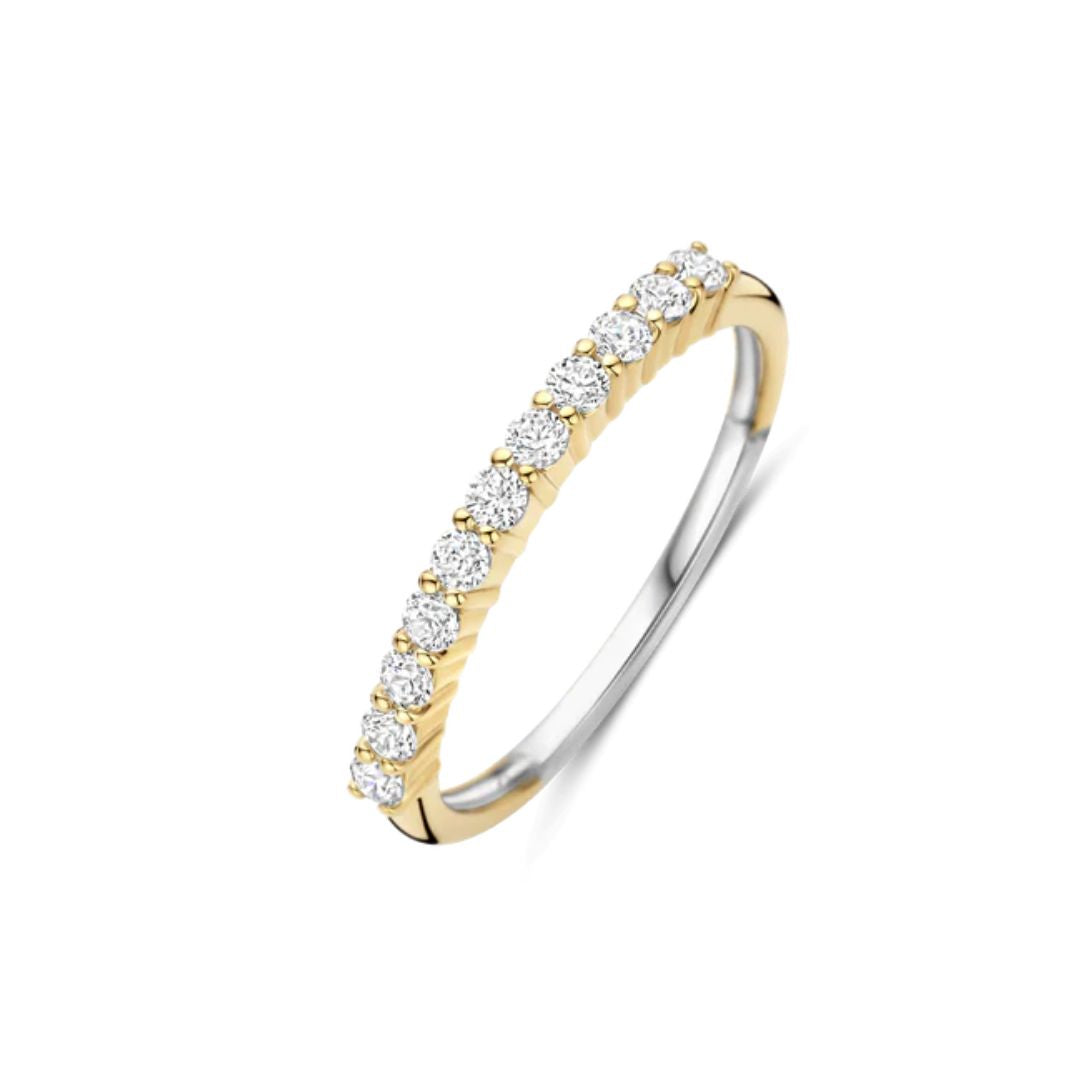 TI SENTO sormus, keltakullattua hopeaa ja zirkonit, 12382ZY