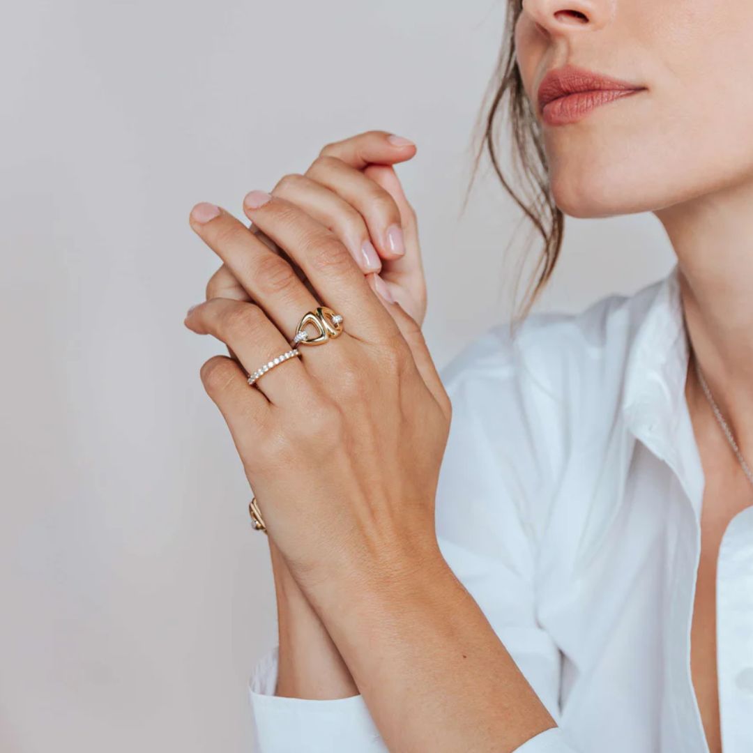 TI SENTO sormus, keltakullattua hopeaa ja zirkonit, 12382ZY