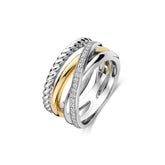 TI SENTO sormus, keltakullattua hopeaa ja zirkonit, 12384ZY