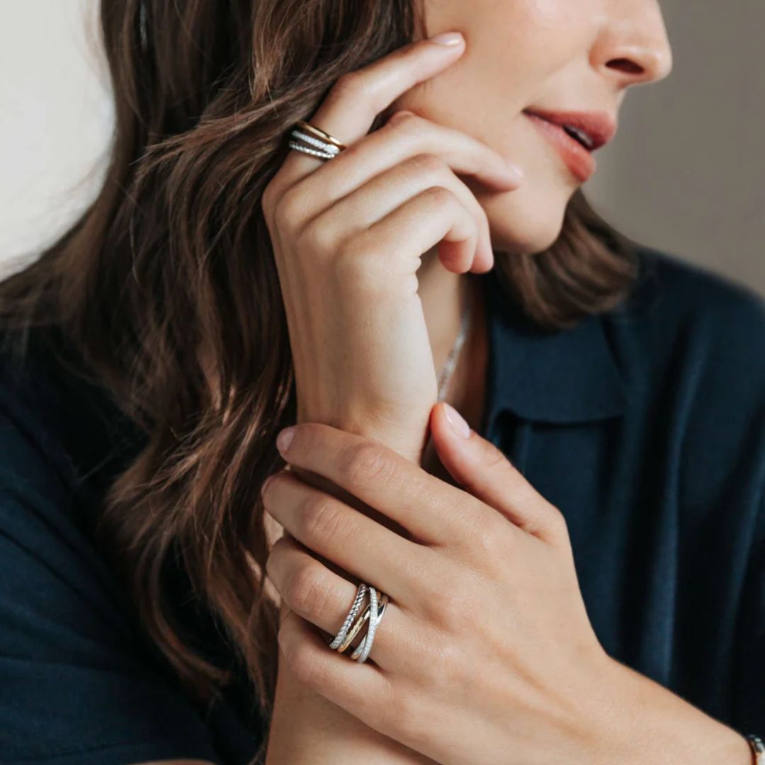 TI SENTO sormus, keltakullattua hopeaa ja zirkonit, 12384ZY