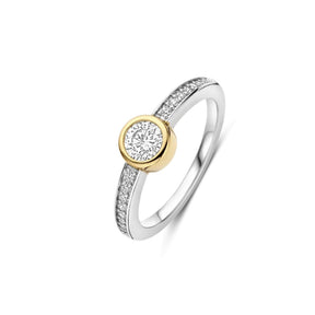 TI SENTO sormus, keltakullattua hopeaa ja zirkonit, 12390ZY