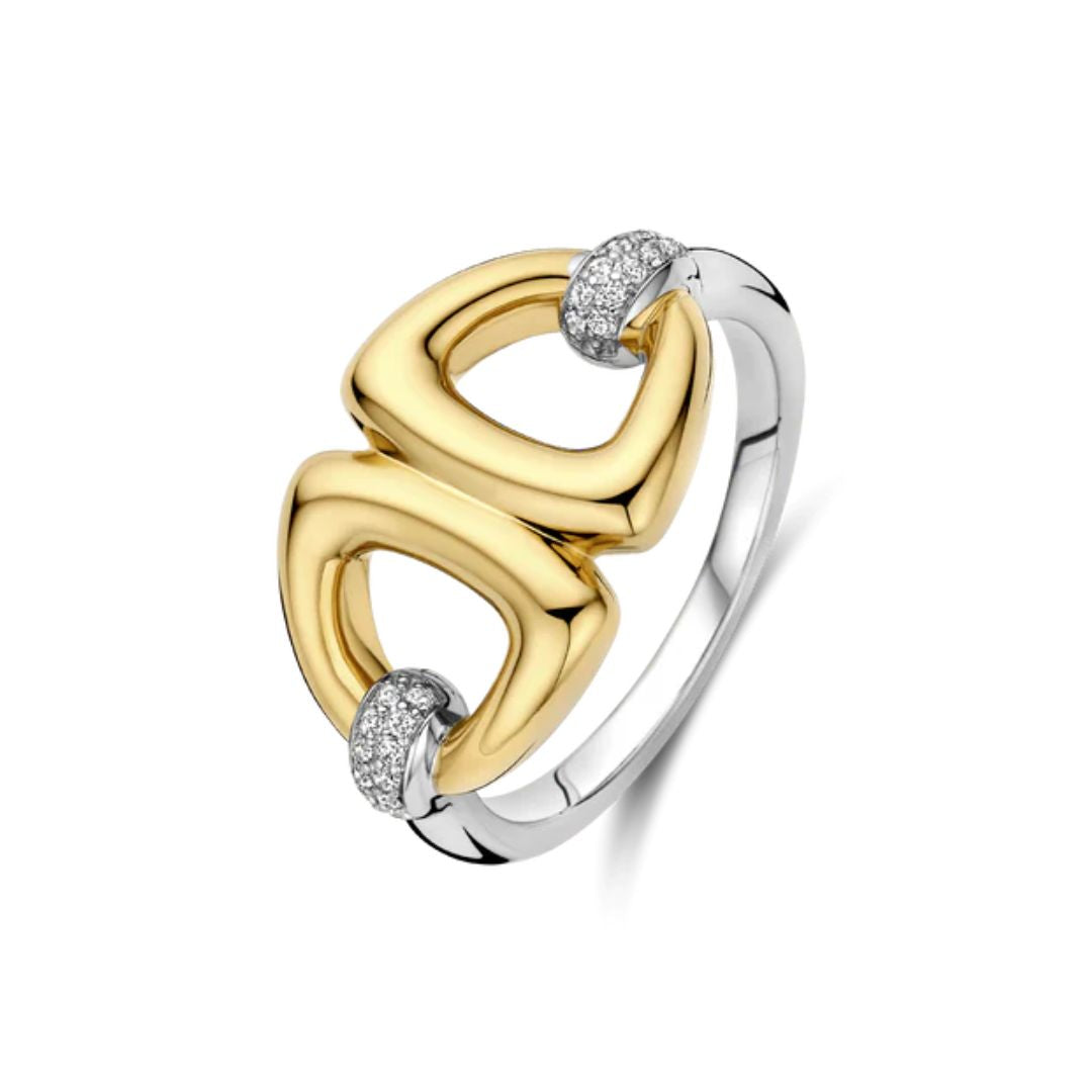 TI SENTO sormus, keltakullattua hopeaa ja zirkonit, 12391ZY