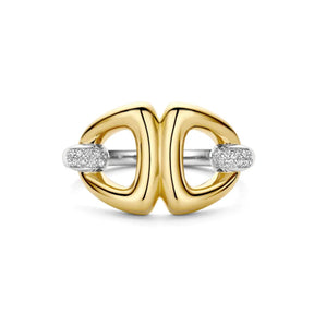 TI SENTO sormus, keltakullattua hopeaa ja zirkonit, 12391ZY