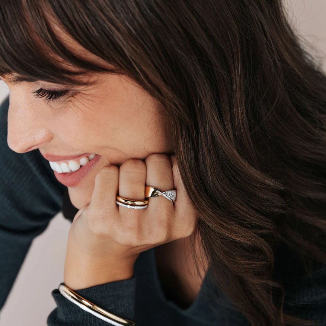 TI SENTO sormus, keltakullattua hopeaa ja zirkonit, 12392ZY