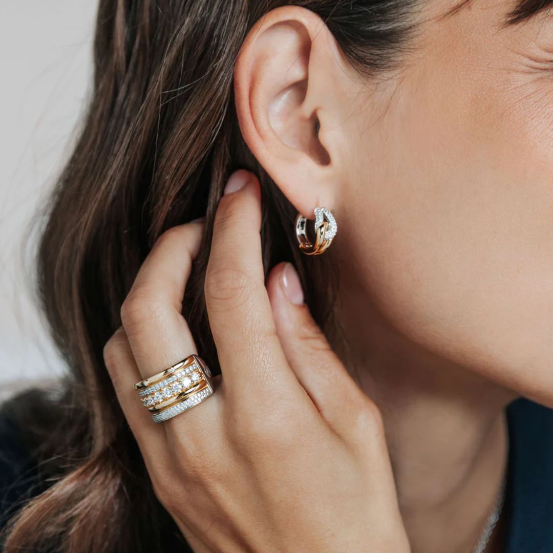 TI SENTO sormus, keltakullattua hopeaa ja zirkonit, 12396ZY