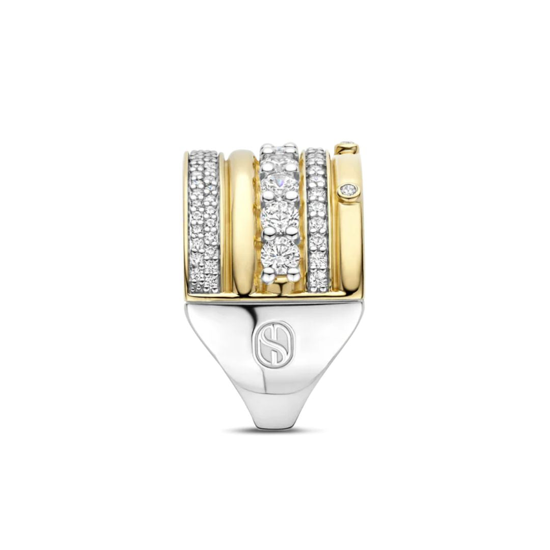 TI SENTO sormus, keltakullattua hopeaa ja zirkonit, 12396ZY