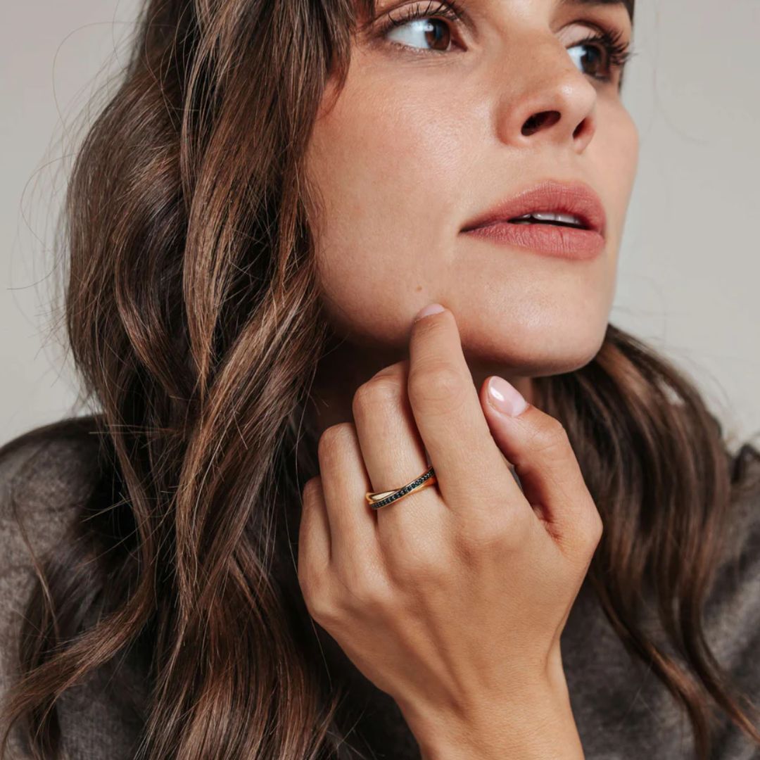 TI SENTO sormus, keltakullattua hopeaa ja zirkonit, 1953BY