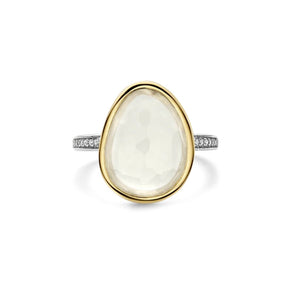 TI SENTO sormus, keltakullattua hopeaa, kristalli ja zirkonit, 12386MW