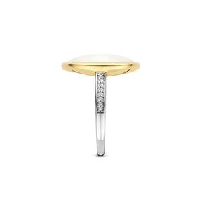 TI SENTO sormus, keltakullattua hopeaa, kristalli ja zirkonit, 12386MW