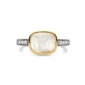 TI SENTO sormus, keltakullattua hopeaa, kristalli ja zirkonit, 12398MW