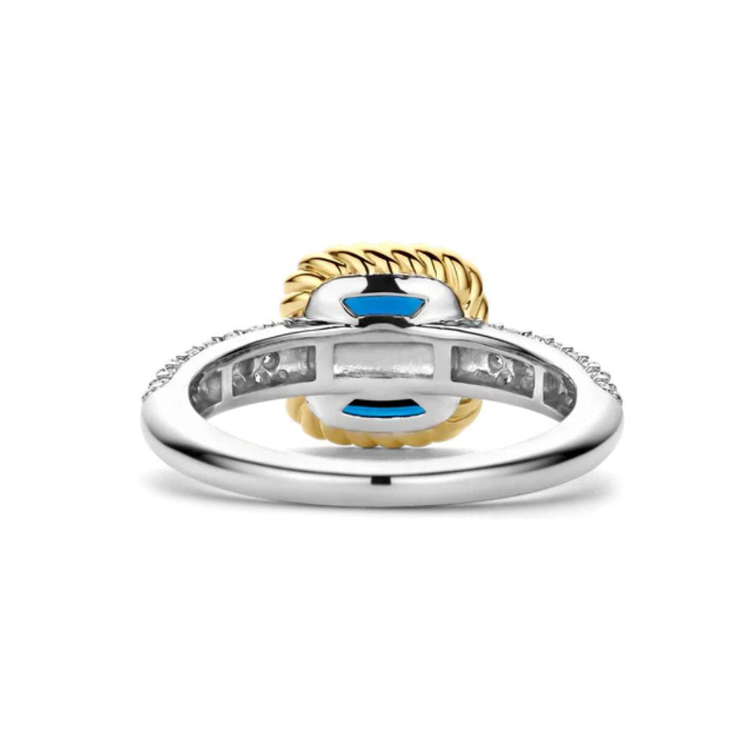 TI SENTO sormus, keltakullattua hopeaa, kristalli ja zirkonit, 12399DB