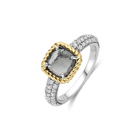 TI SENTO sormus, keltakullattua hopeaa, kristalli ja zirkonit, 12399GG