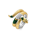 TI SENTO sormus, keltakullattua hopeaa, vihreä kivi ja zirkonit, 12203EM