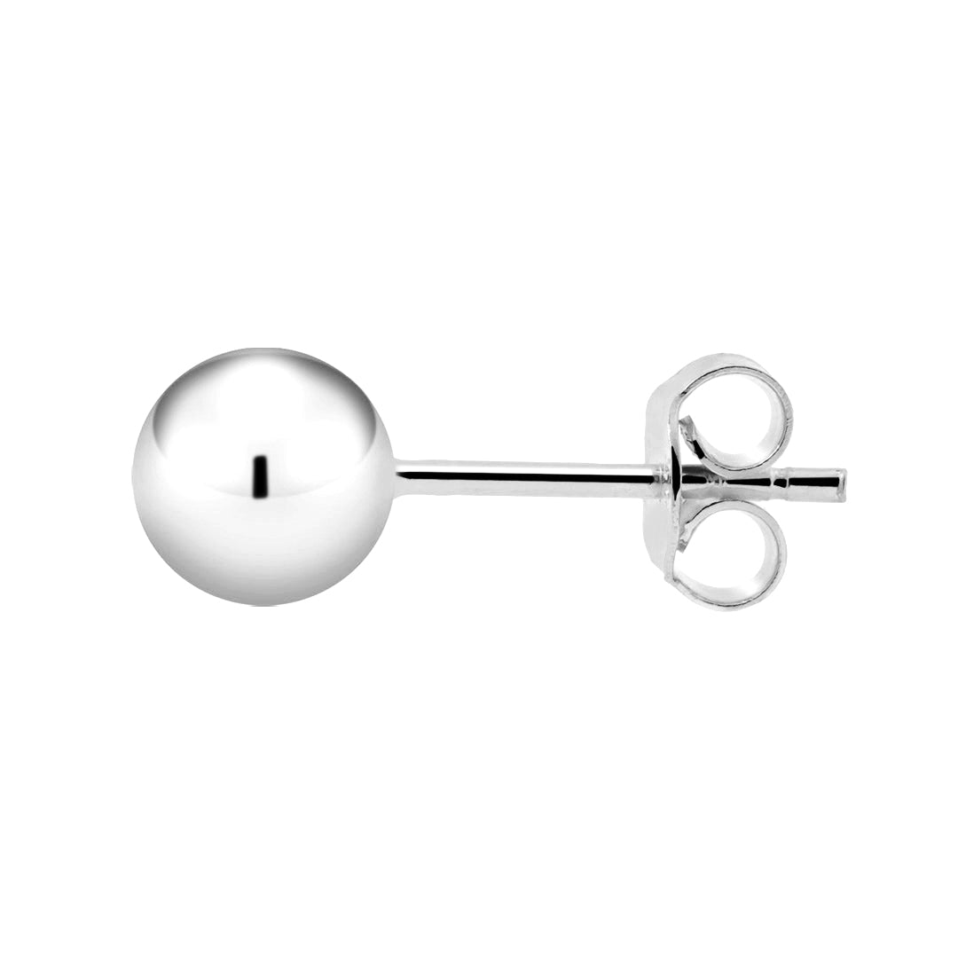 Valkokultaiset pallokorvakorut, 5mm pallo, 14K valkokulta