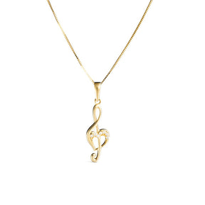 Vittoria nuottiavainriipus zirkoneilla, keltakultaa