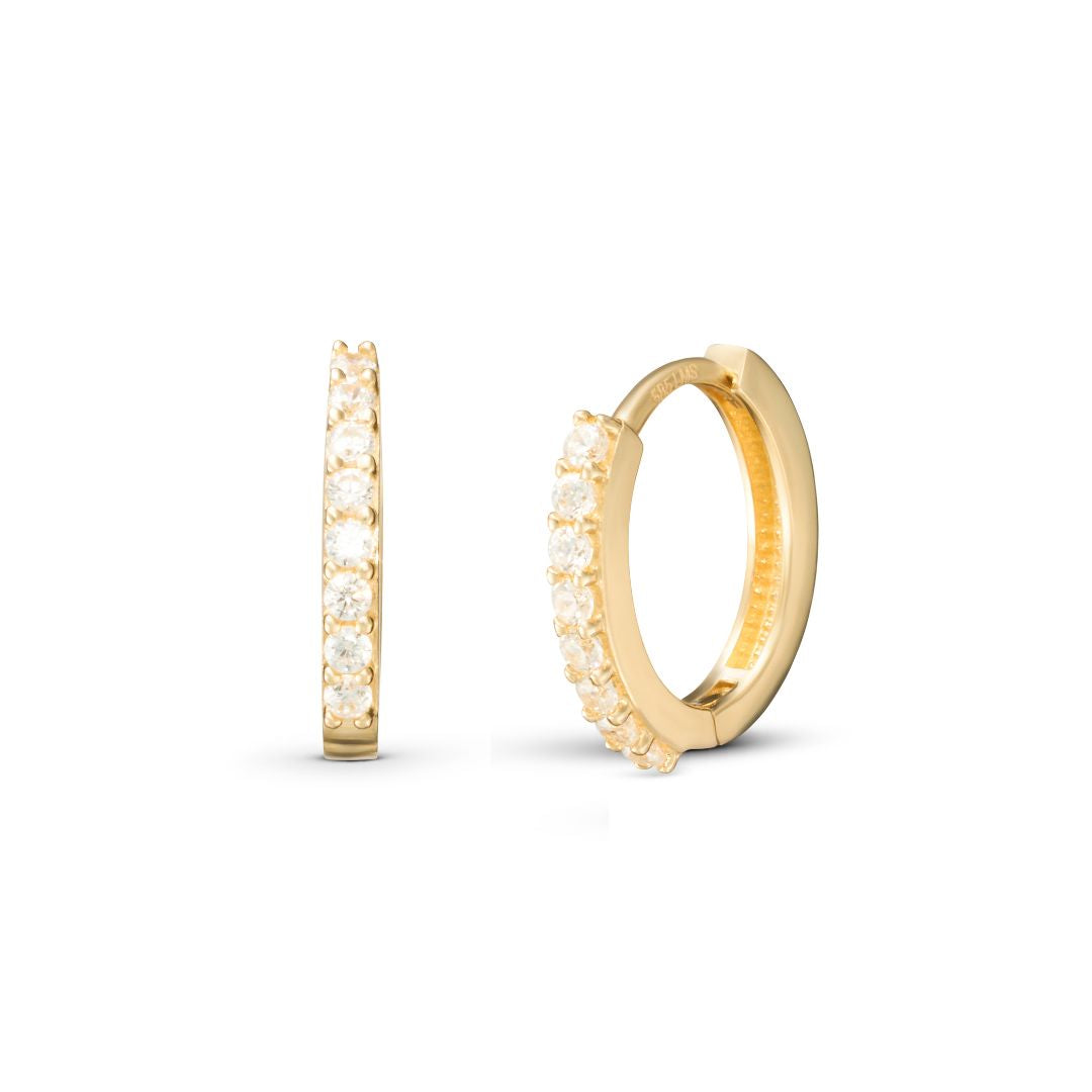 Vittoria rengaskorvakorut zirkoneilla, keltakultaa