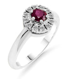 Silván timanttisormus 0,24ct Rubiinilla, 14K valkokultaa, Silván timanttikorut - Silván - Laatukoru