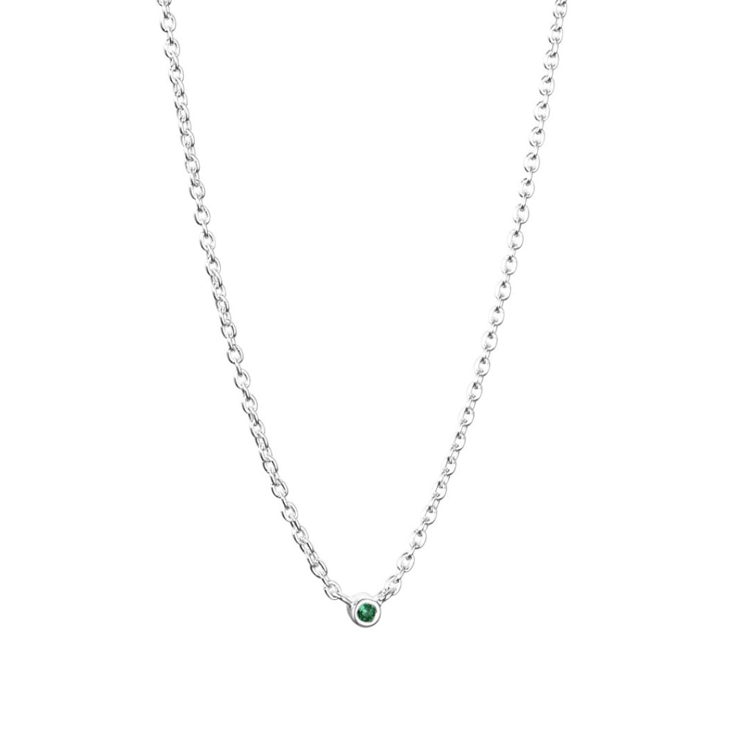 Efva Attling Micro Blink necklace silver and green emerald