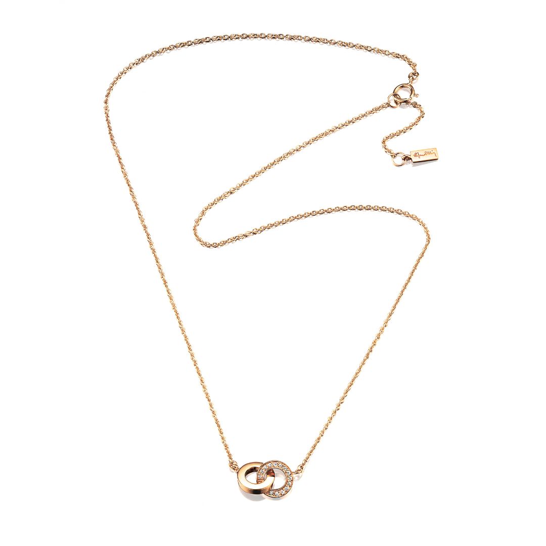 Efva Attling You & Me necklace, yellow gold with diamonds