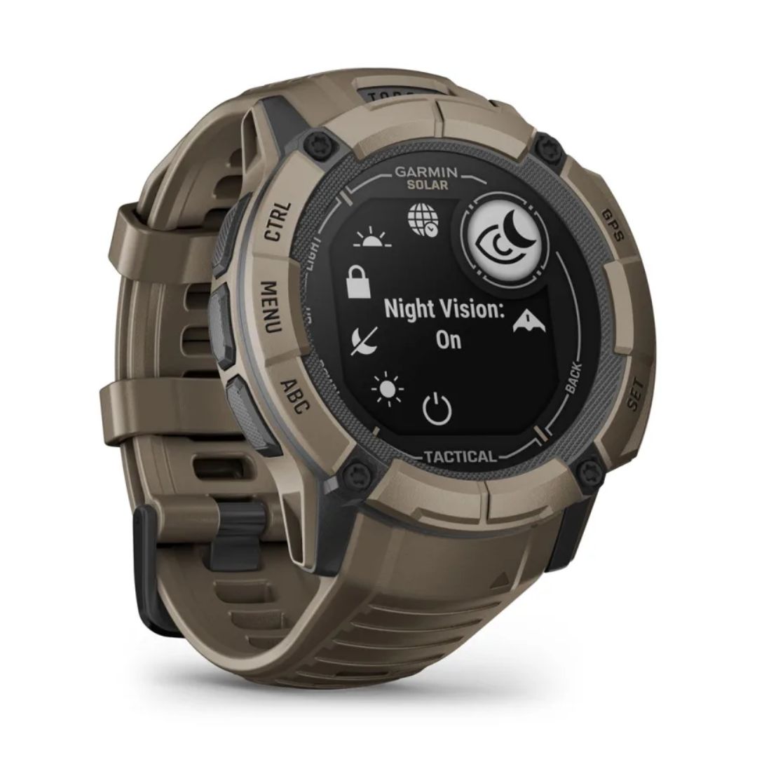 Garmin Instinct 2X Solar Tactical Rugged GPS Men Smartwatch, Coyote Tan  with Power Glass Lens, Stealth Mode, LED Flashlight 