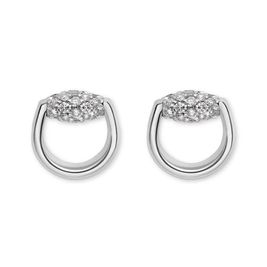 Gucci Horsebit diamond earrings, white gold, 086YBD39060200100U