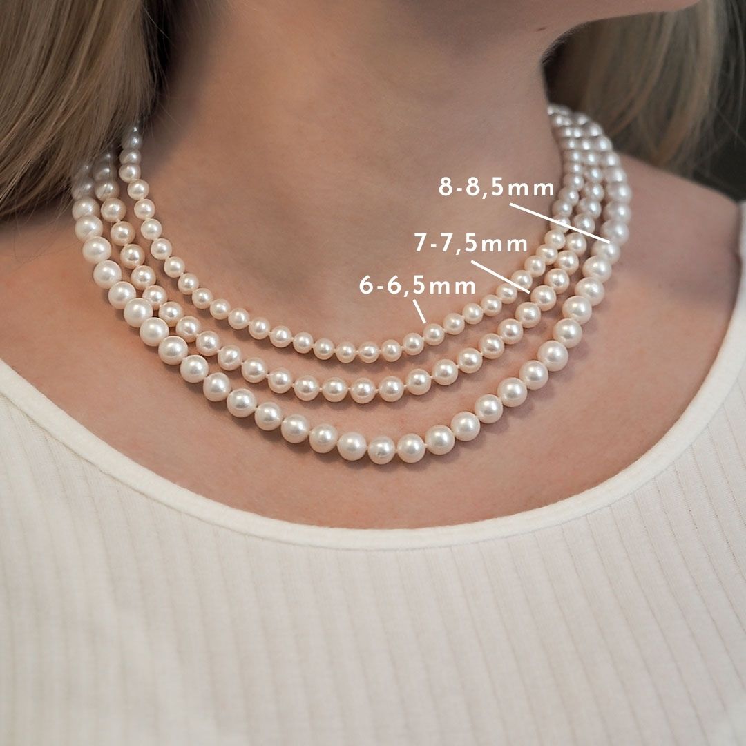 6-6,5mm beaded necklace, genuine freshwater cultured pearls