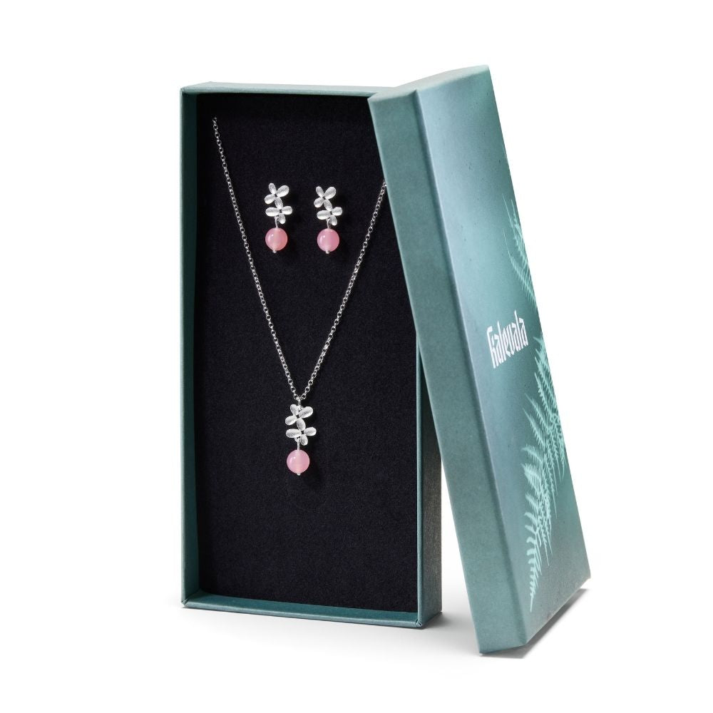 Kalevala Pink Ribbon 2021 pendant and earrings gift set, Kalevala Modern