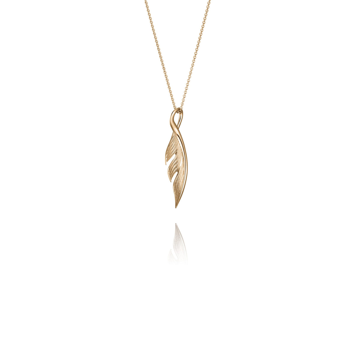Articulated Diamond Feather Necklace in Yellow Gold